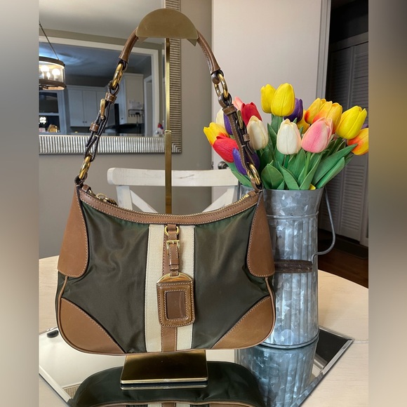 Prada Sporty Green Nylon and Leather Shoulder Bag - Picture 3 of 14